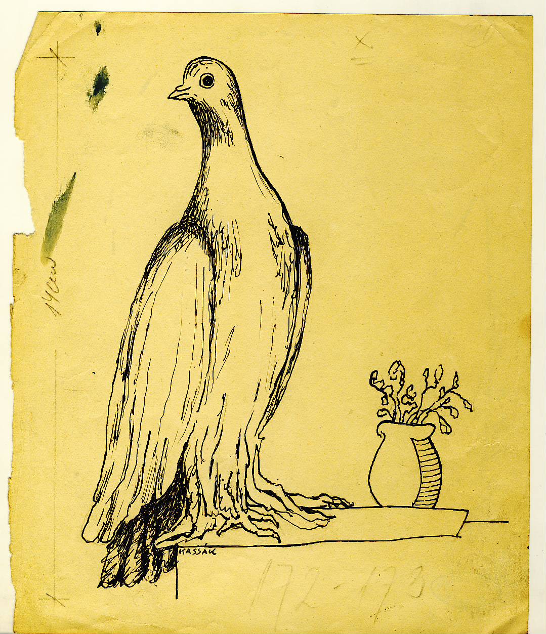 Rajz a Költemények és rajzok című kötet anyagából, 1958 előtt, papír, tus, a Kassák Mú