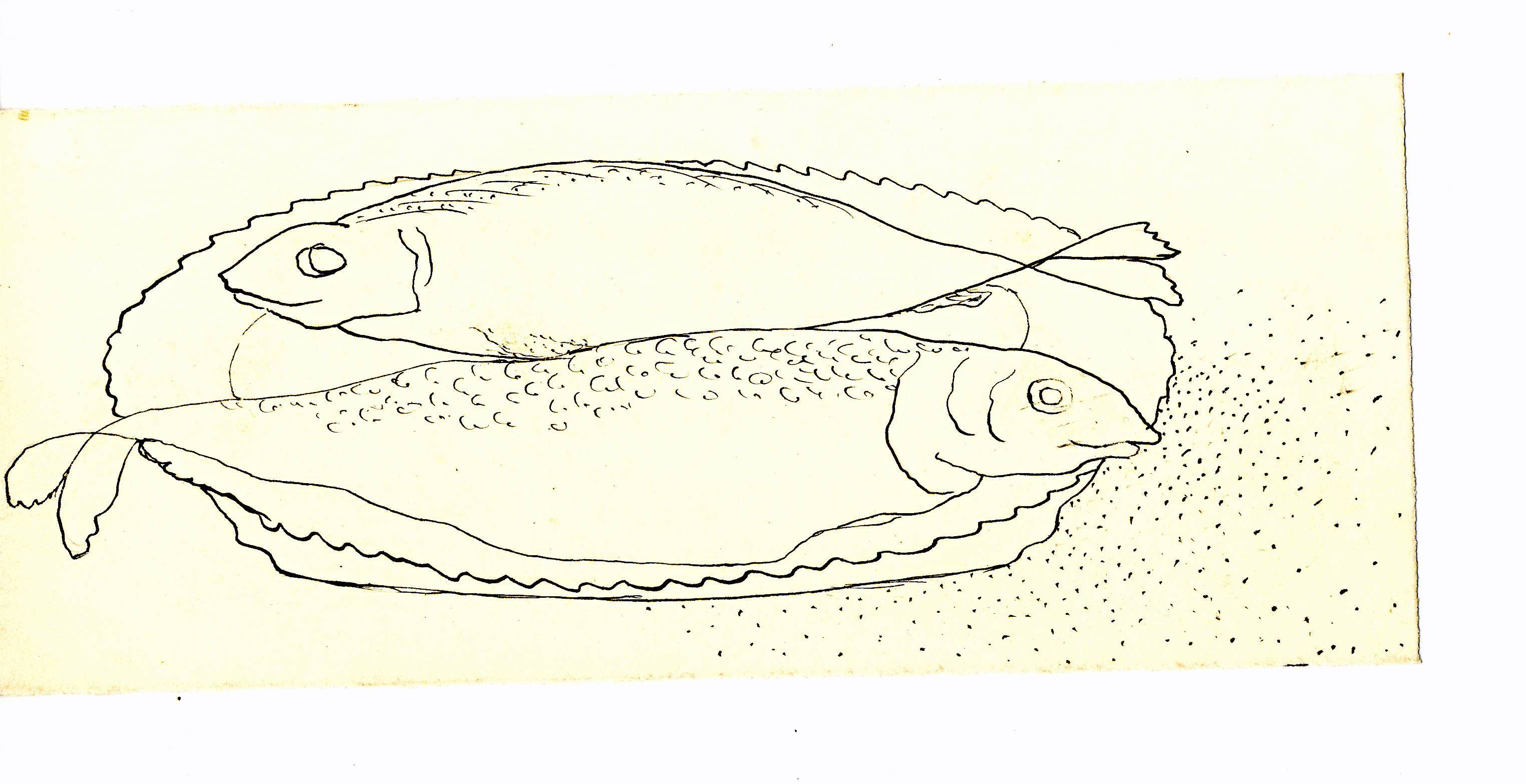 Kassák Halas csendélet, 1950-es évek, papír, tus, toll, a Kassák Múzeum gyűjteménye