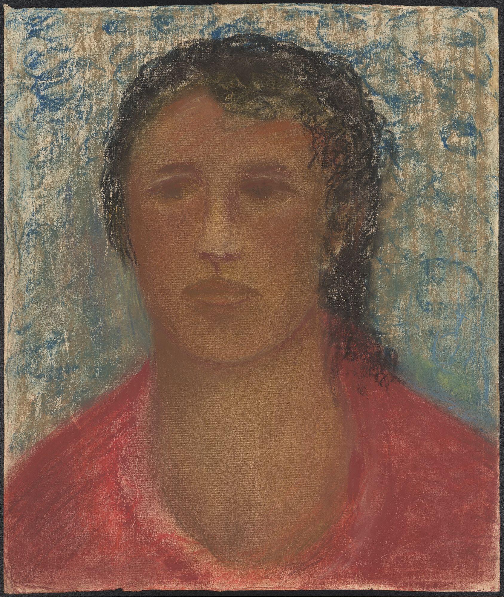 Kassák Lajos: Nő arcképe, 1950-es évek, papír, pasztell, Kassák Lajos: Tájkép, 1950-es évek, papír, akvarell,  a Kassák Múzeum gyűjteménye