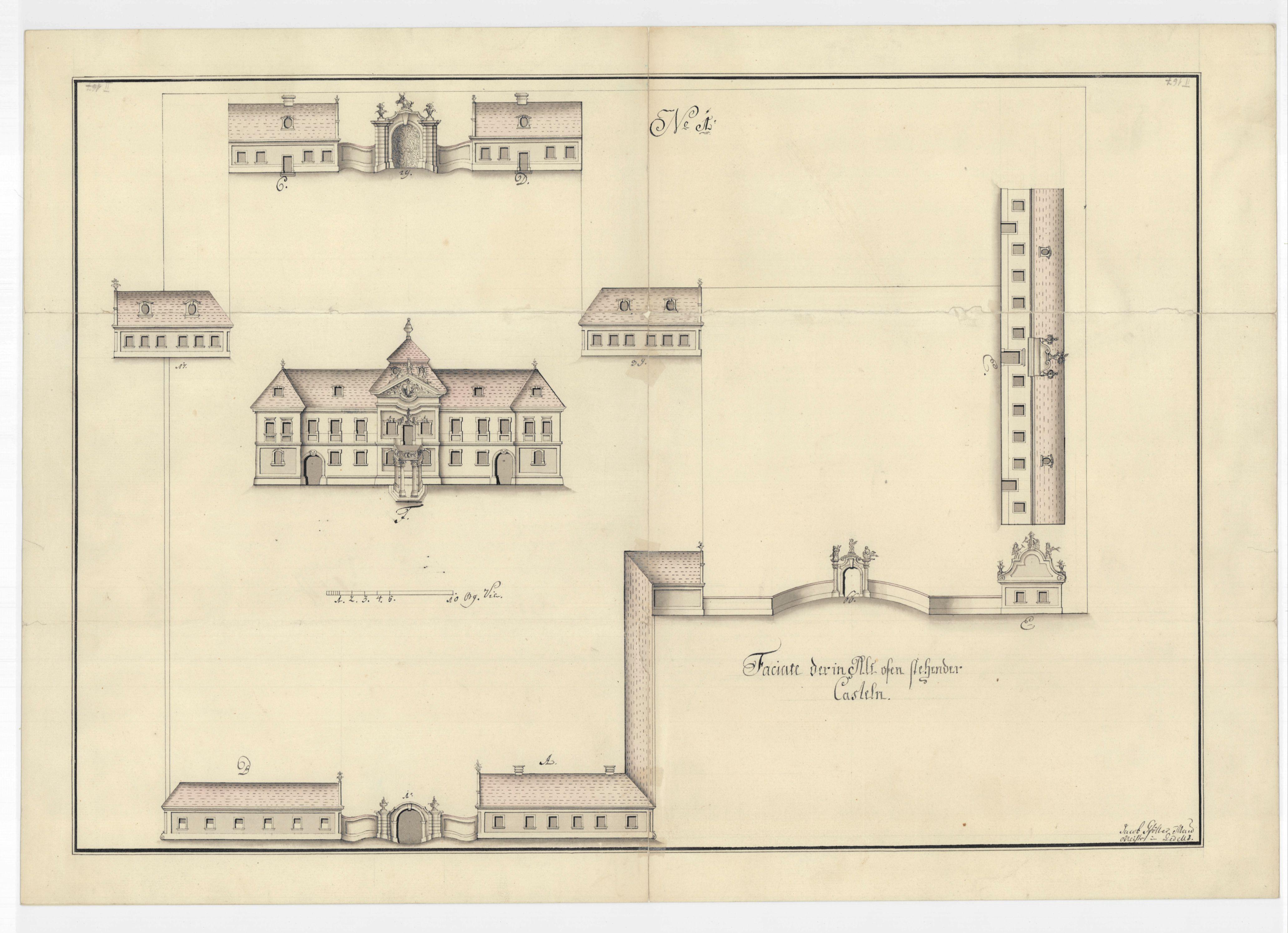 Gföller Jakab kamarai felmérése a Zichy-kastélyról, 1774. Magyar Nemzeti Levéltár, ltsz. HU-MNL-OL-T 1-167/1.