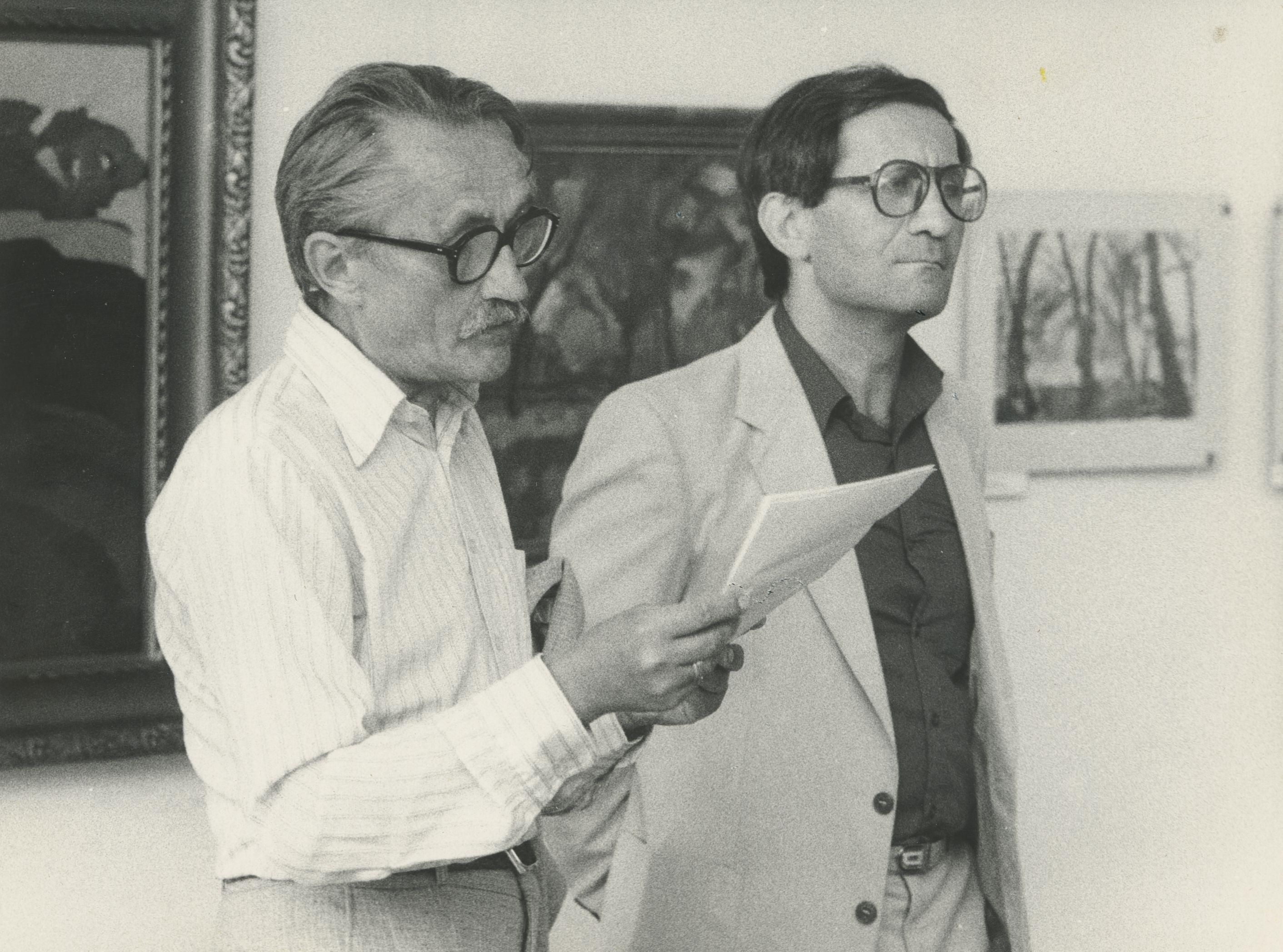 Mezei Ottó megnyitja Nemes Lampérth József emlékkiállítását a Kassák Múzeumban, 1984 (Kassák Múzeum)