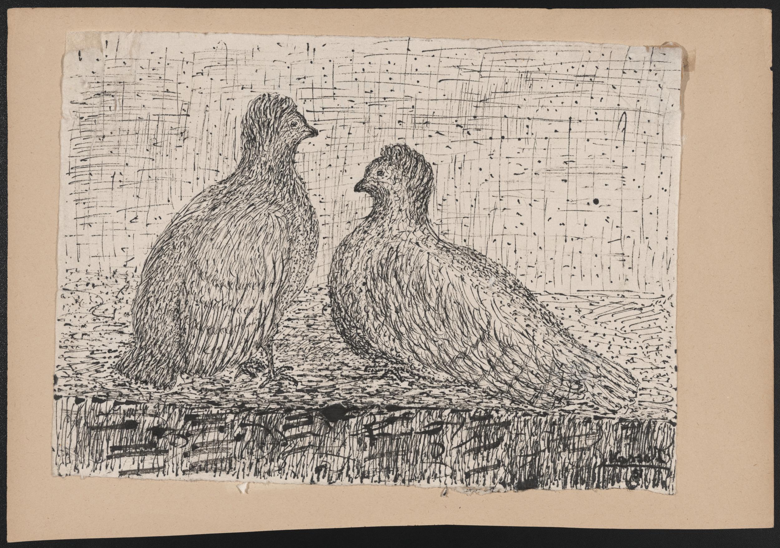 Kassák Lajos: Galambok, 1951, papír, tus, a Kassák Múzeum gyűjteménye