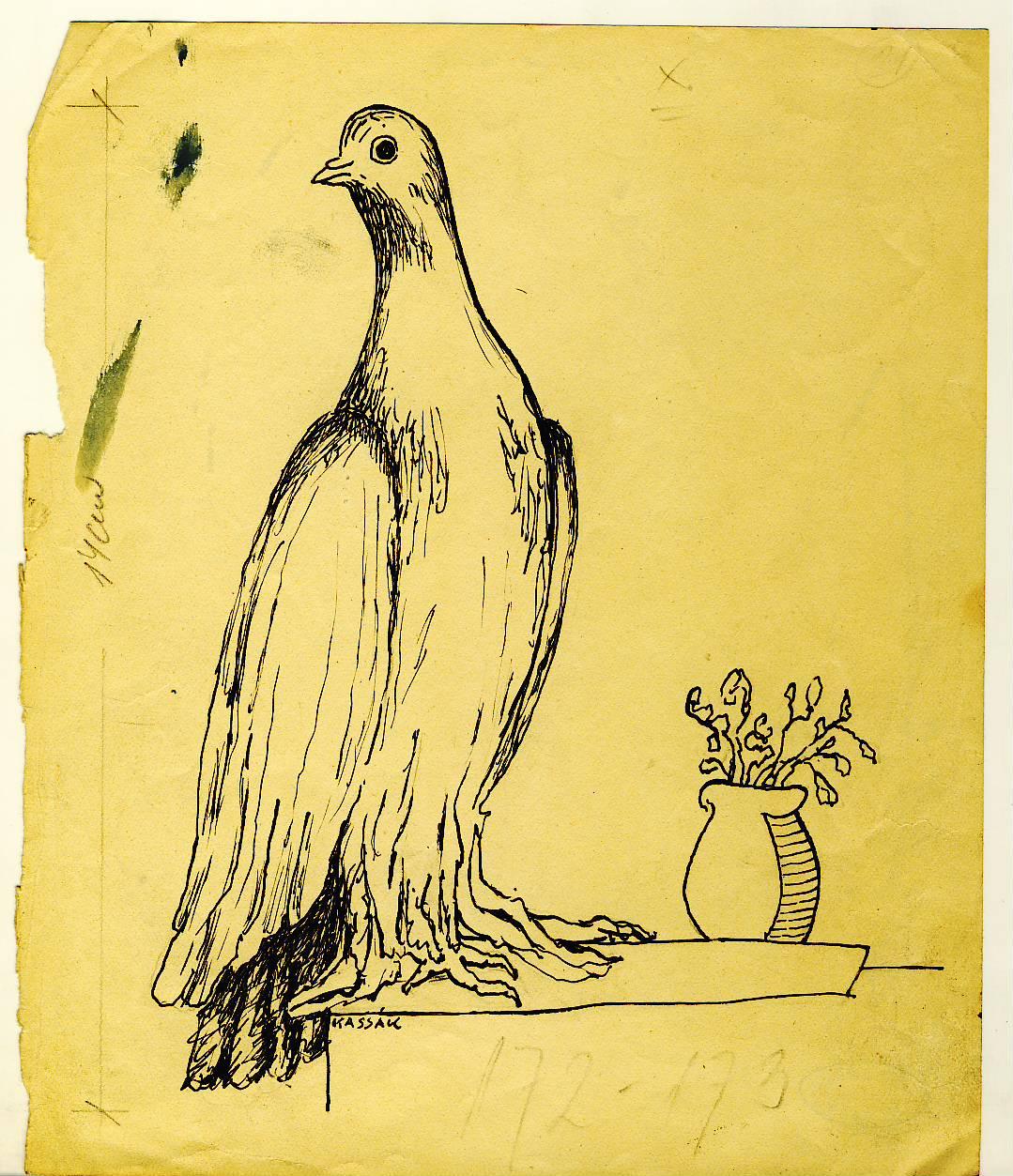 Rajz a Költemények és rajzok című kötet anyagából, 1958 előtt, papír, tus, a Kassák Mú