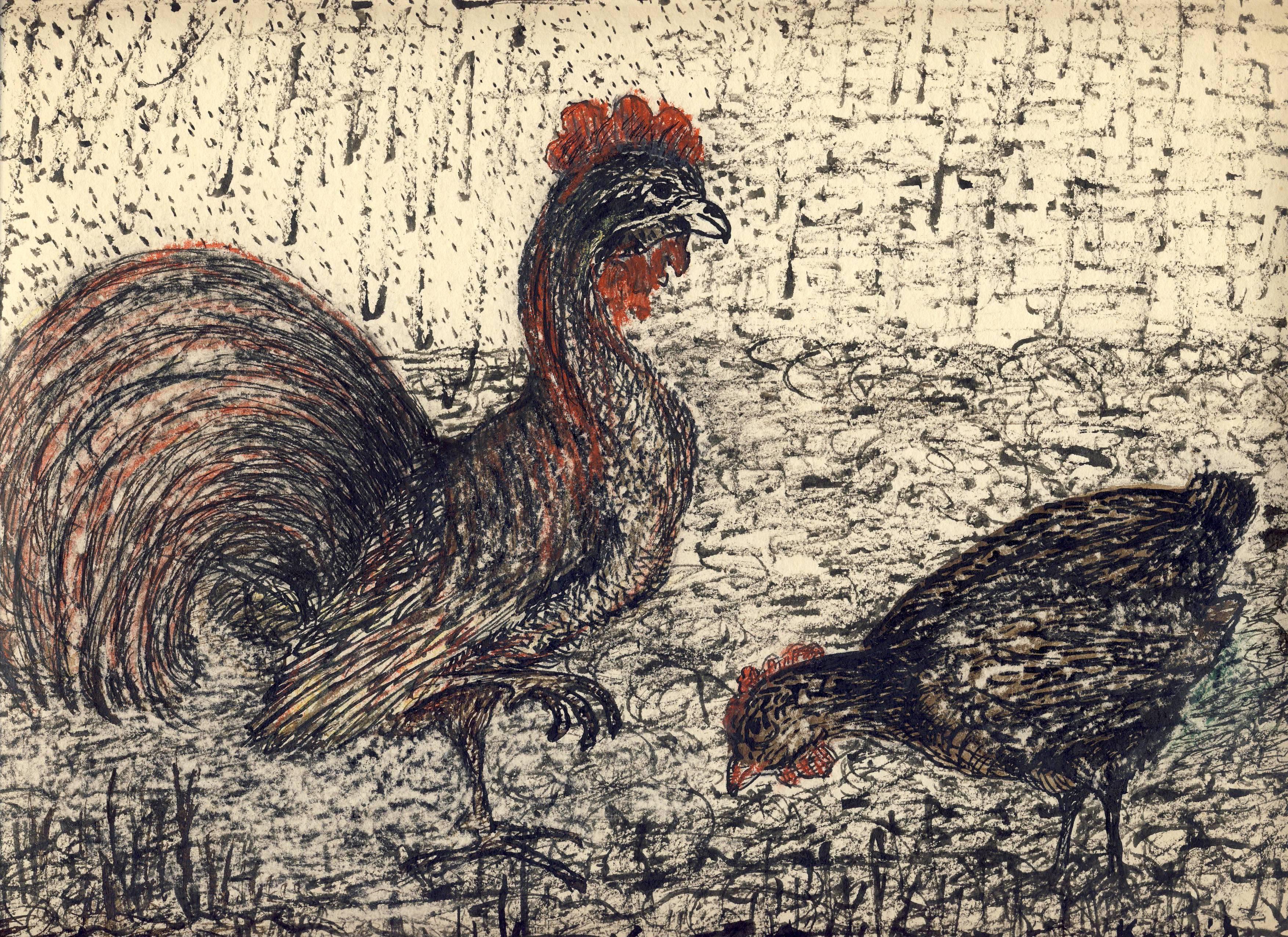 Kassák Lajos: Japán kakasom, 1951, papír, tus, toll