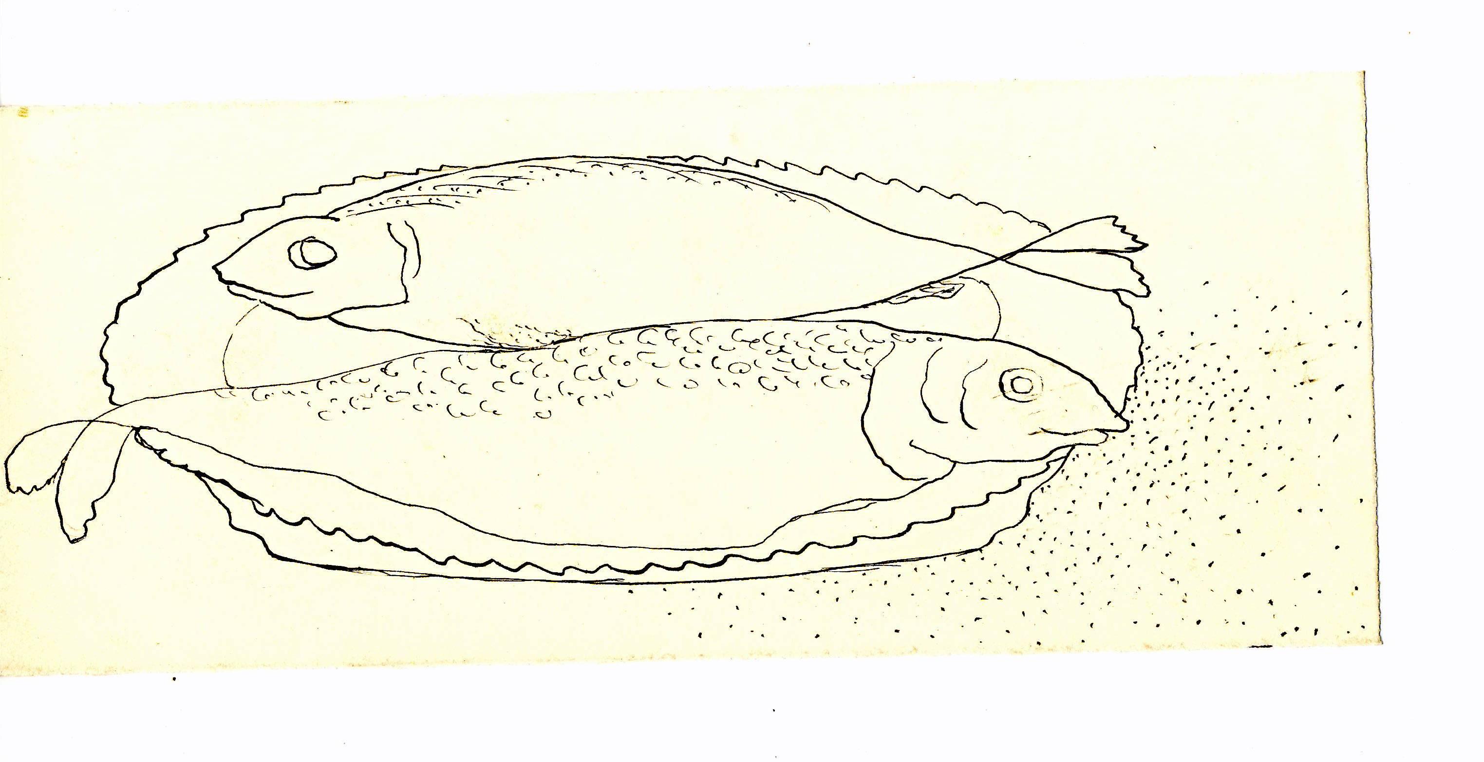 Kassák Halas csendélet, 1950-es évek, papír, tus, toll, a Kassák Múzeum gyűjteménye