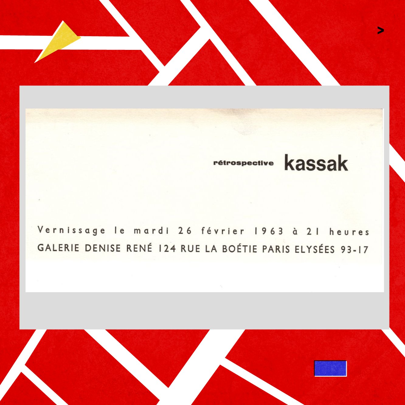 Az 1963-as párizsi Kassák kiállítás meghívója a Kassák Múzeum gyűjteményéből