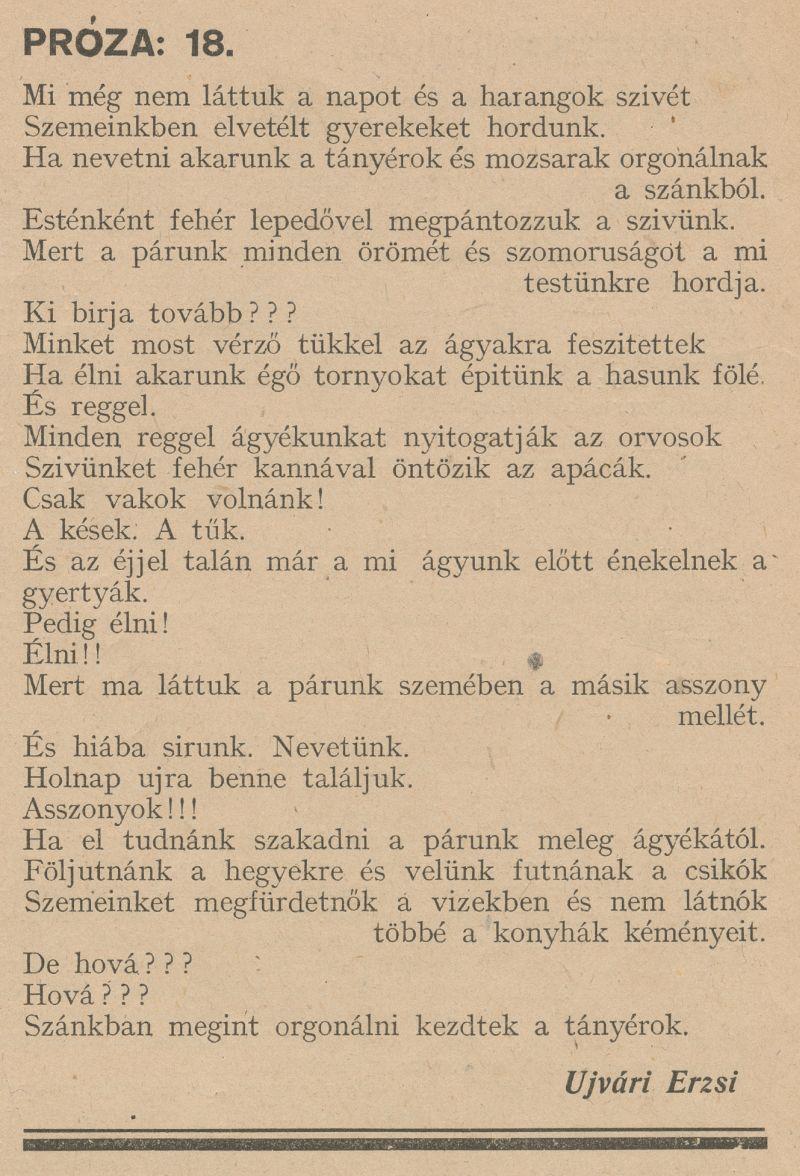 Újvári Erzsi, Próza: 18, Ma, 6. évf. 4. szám, 1921. február 15., 51. Petőfi Irodalmi Múzeum – Kassák Múzeum